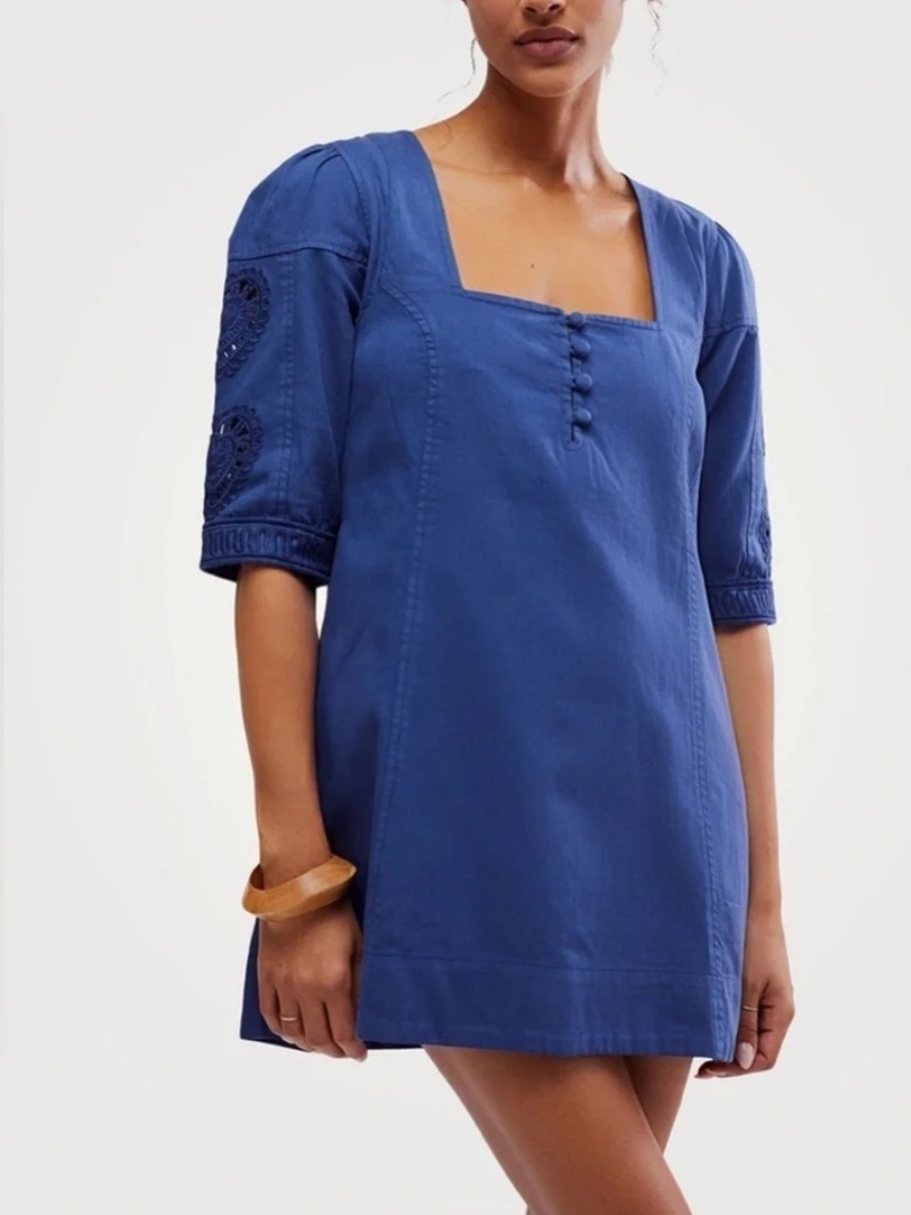 Free People Bali Hazel Hearts Mini Dress in Indigo Combo size M